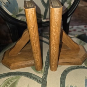 Vintage Oak Book shape Bookends pair of 2