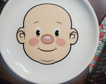 Vintage children's fun plate food face Fred