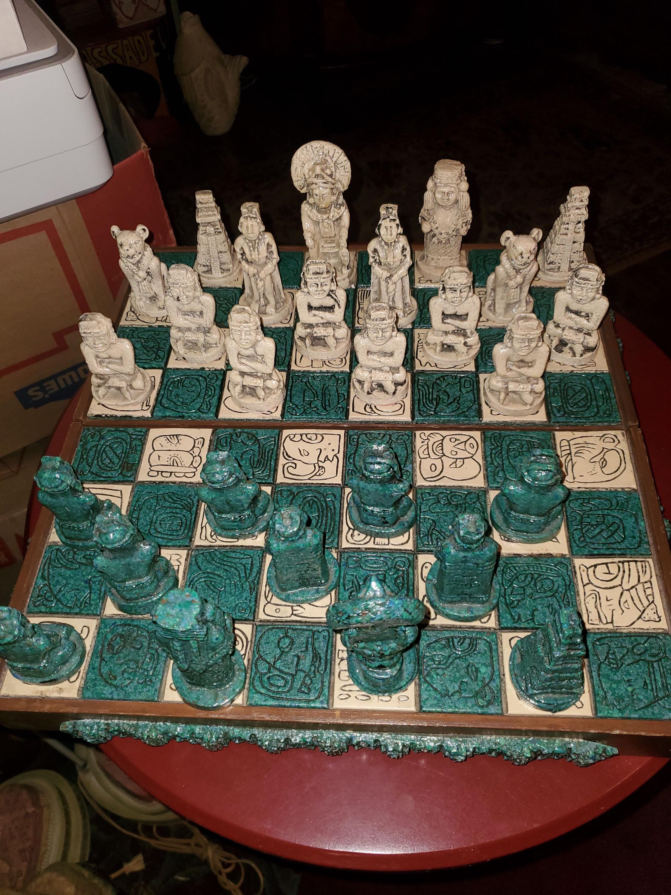 32 Piece Chess Set Carved Stone , Marble - La Paz County Sheriff's