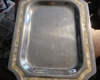 Bandeja octogonal clásica Serve Ware de 34 cm con borde de nácar