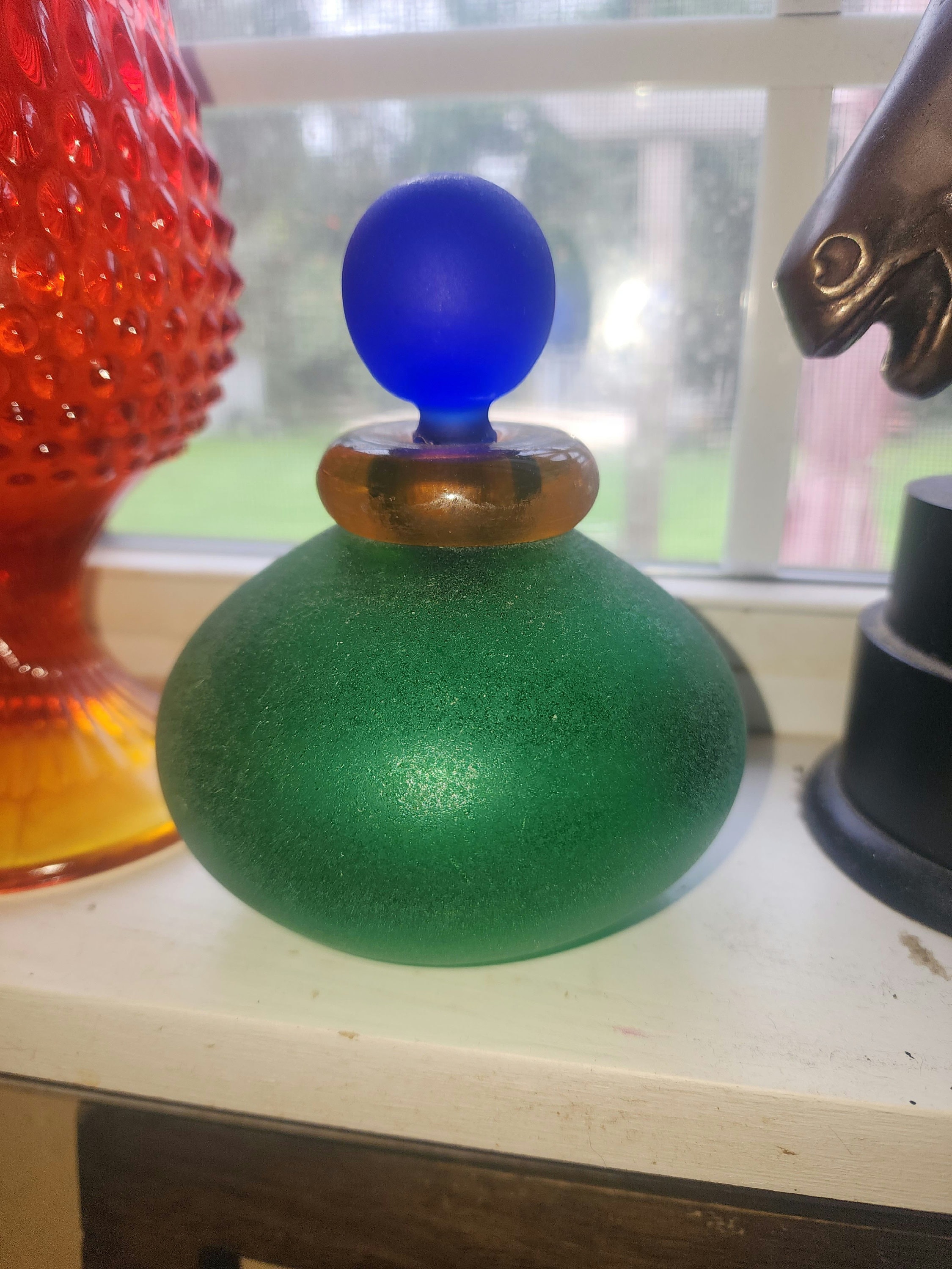 Franco Moretti Satinato Perfume Bottle Rare Green Vintage