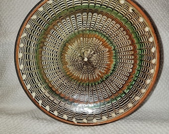 Cerámica de arte popular rumano-1980's Terra Cotta Horezu Bowl