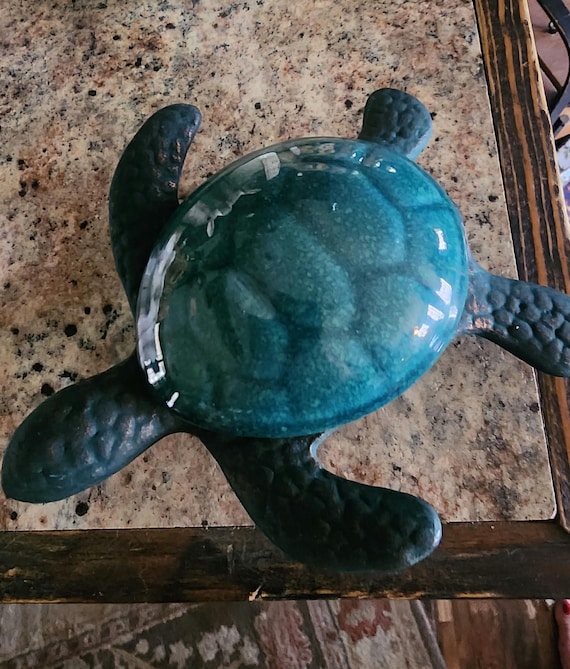 ceramic ring dish turtle with shell lid - image 1
