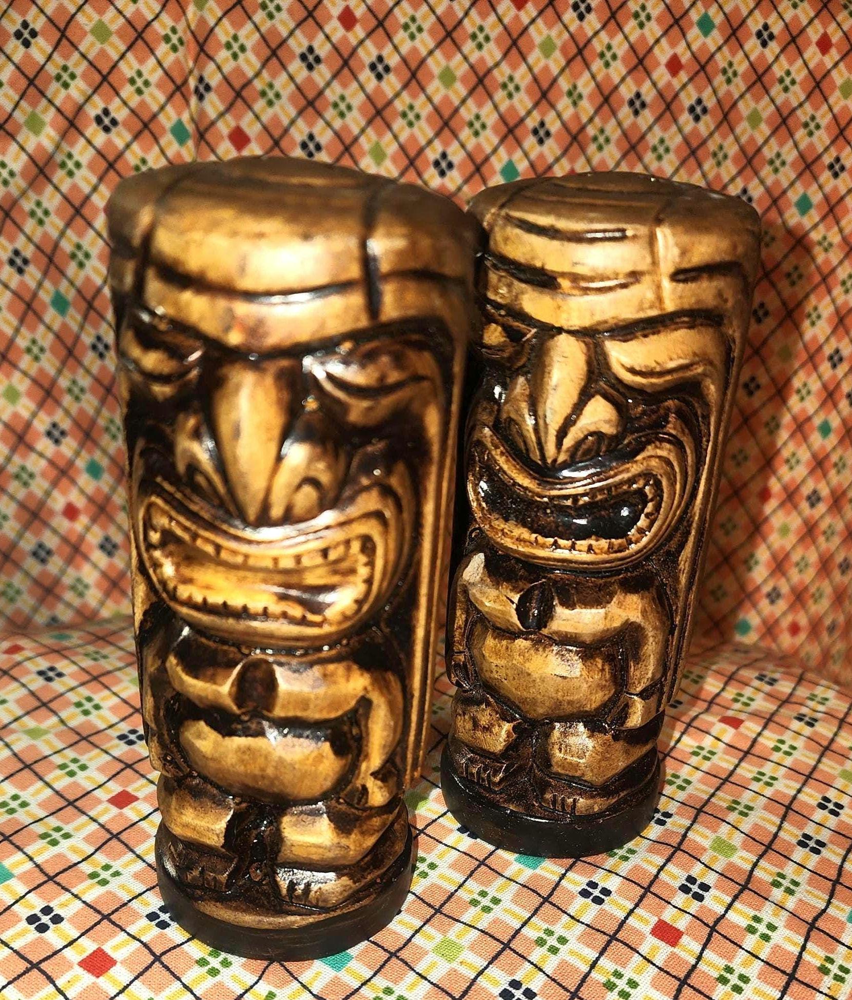 Tiki Vintage Salt and Pepper Shakers 4 3/4