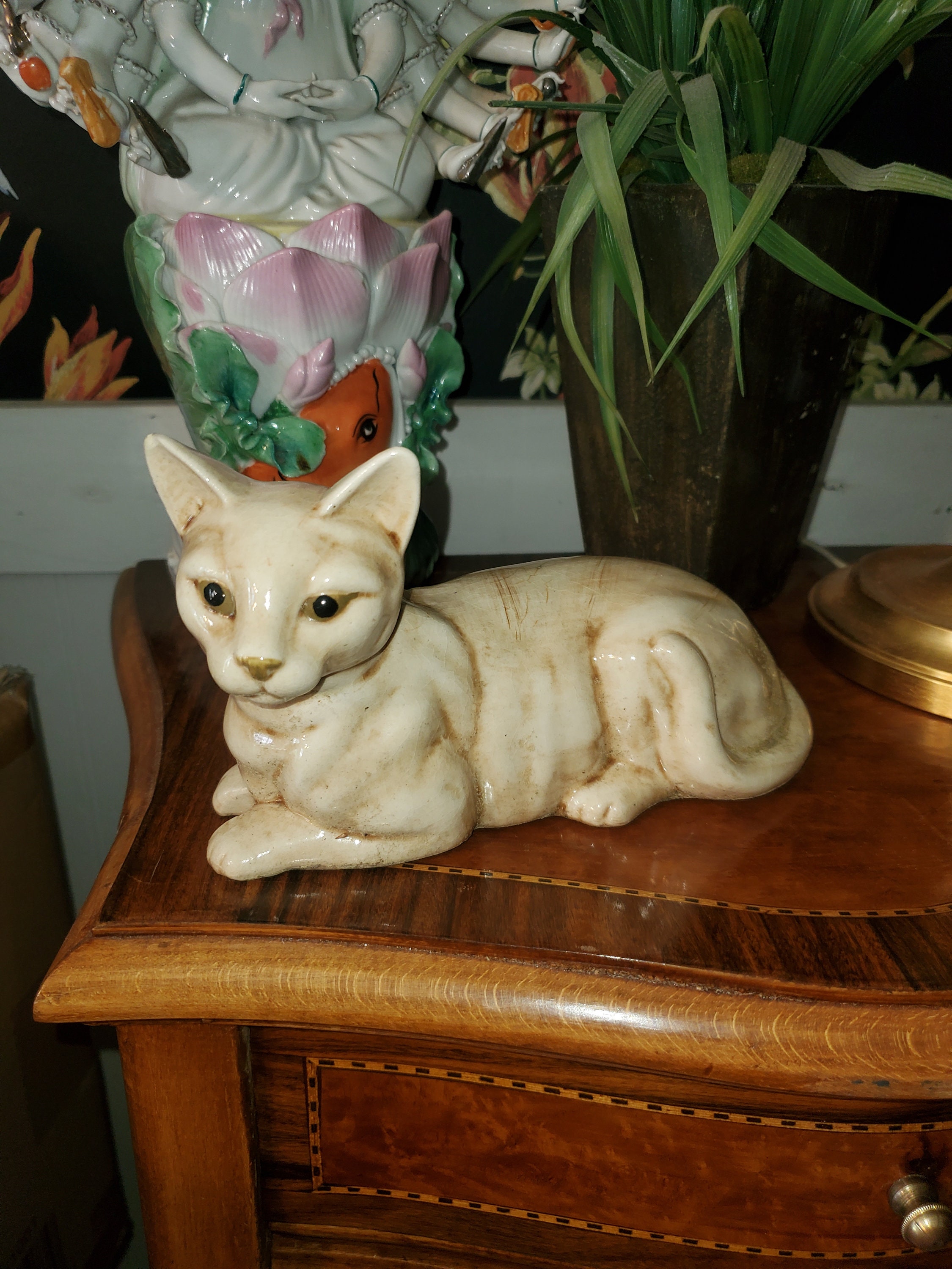 ビンテージ Norleans製 Big eye Cat置物 陶器 シャム猫 ねこ ビンテージ Norleans製 Big eye Cat置物 陶器 シャム猫 ねこ