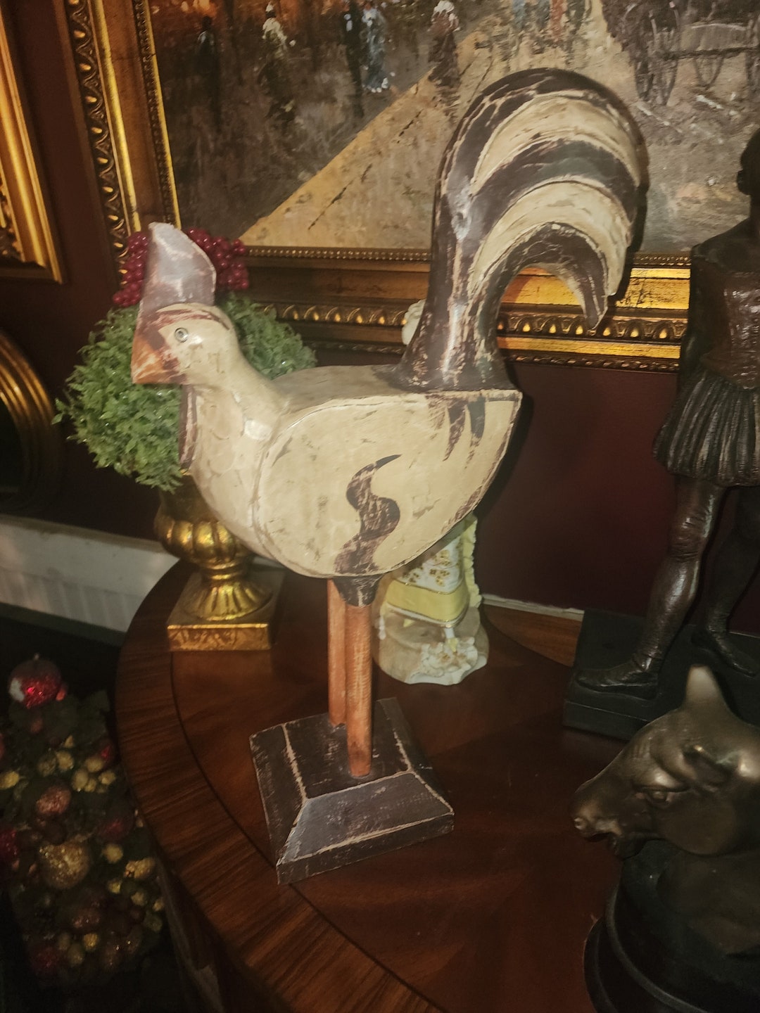 Wooden Carved Hook- Rooster