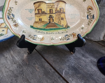 Ceramica Artistica Marina Cerreto Sannita イタリア製の小さな楕円形の手描き陶器の大皿