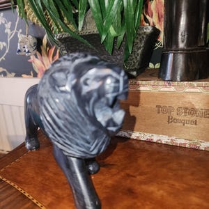 Vintage Hand Carved Folk Art stone carved Lion Figure Sculpture Figurine