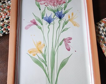 Emerson Creek Pottery Redware Platter Serving Dish Decorative Floral Cottagecore