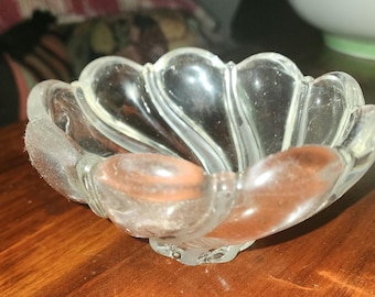 Vintage Mikasa Peppermint Swirl clear and frosted crystal candy/nut dish. Made in Germany