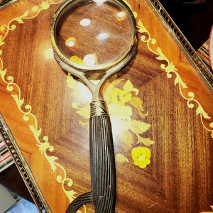 Brass Carved Handle Magnifying Glass: Antique Style