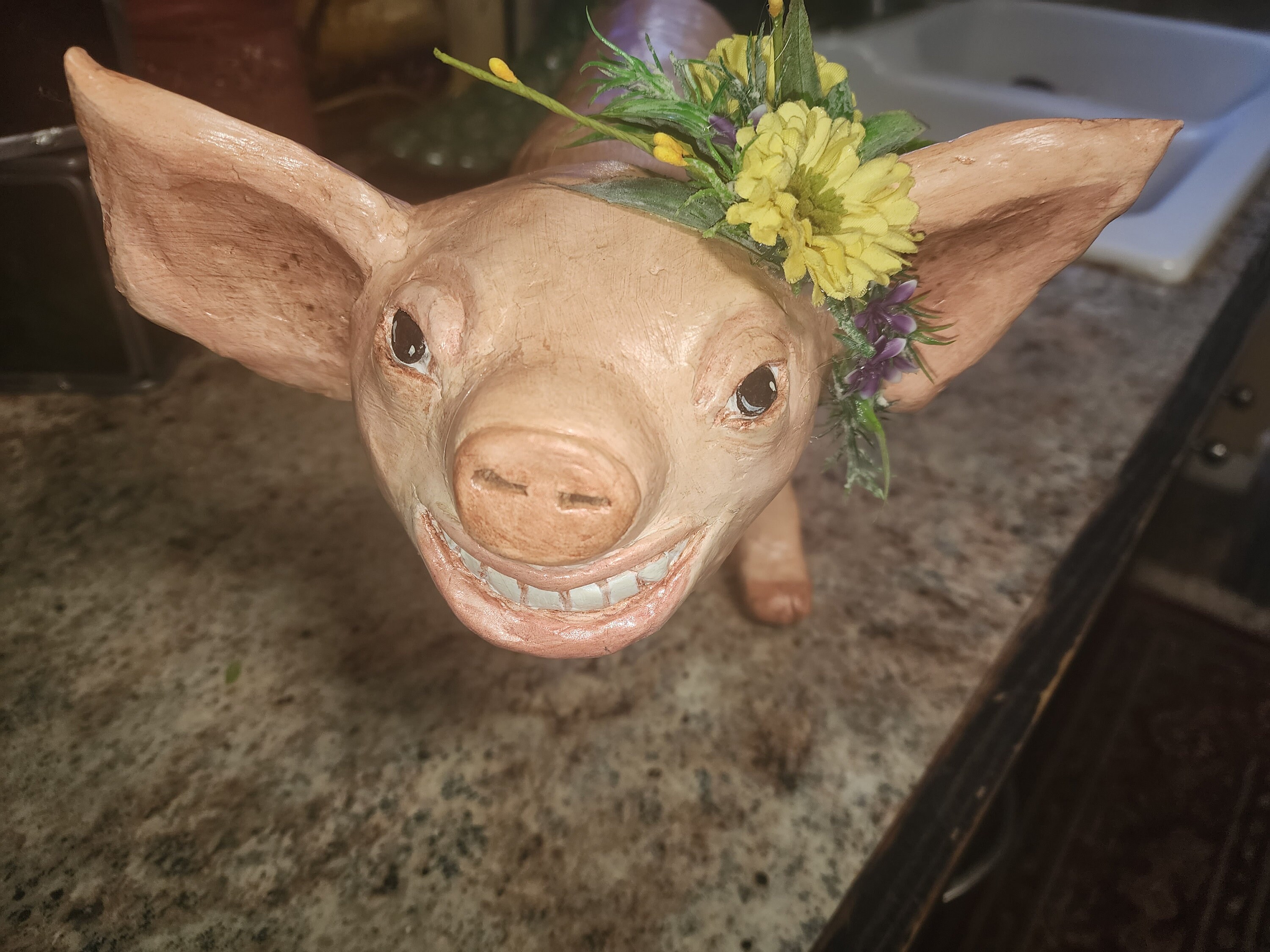 Vintage Paper Mache Pig Sculpture: Whimsical Human Teeth Art - Etsy