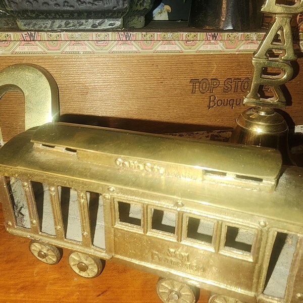 Escultura de latón macizo con pisapapeles decorativo de tranvía de San Francisco vintage