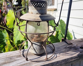 Antique Paull's No. 0, Green Railroad Lantern With Clear CNX Globe