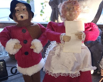 Vintage Handmade Christmas Carolers, 1970s Holiday Decor