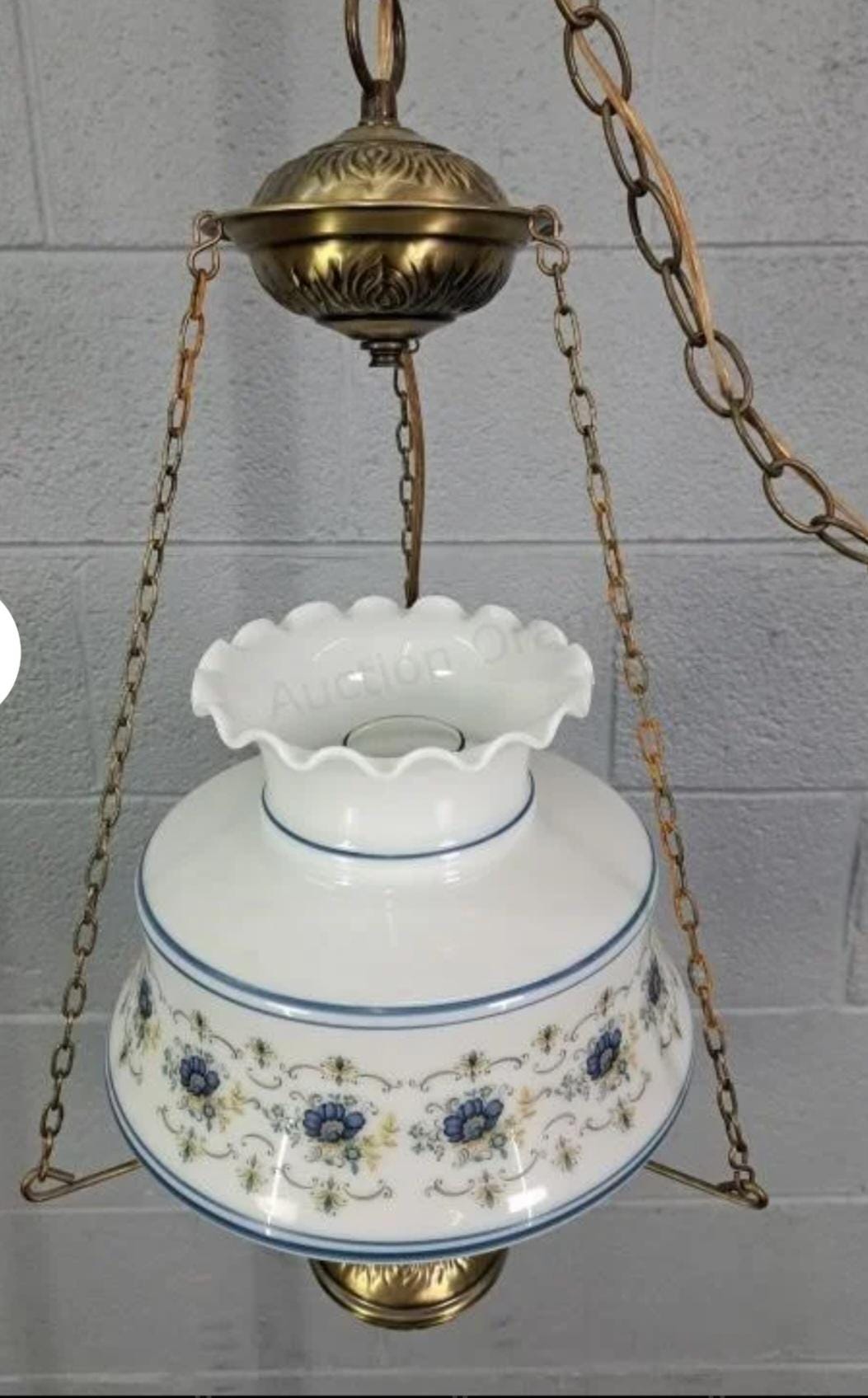 Quoizel Abigail Adams Milk Glass Blue Floral MCM Blue Poppy