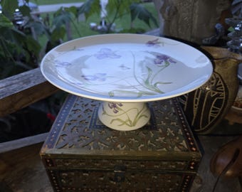 Vintage cake stand Iris Floral porcelain Japan