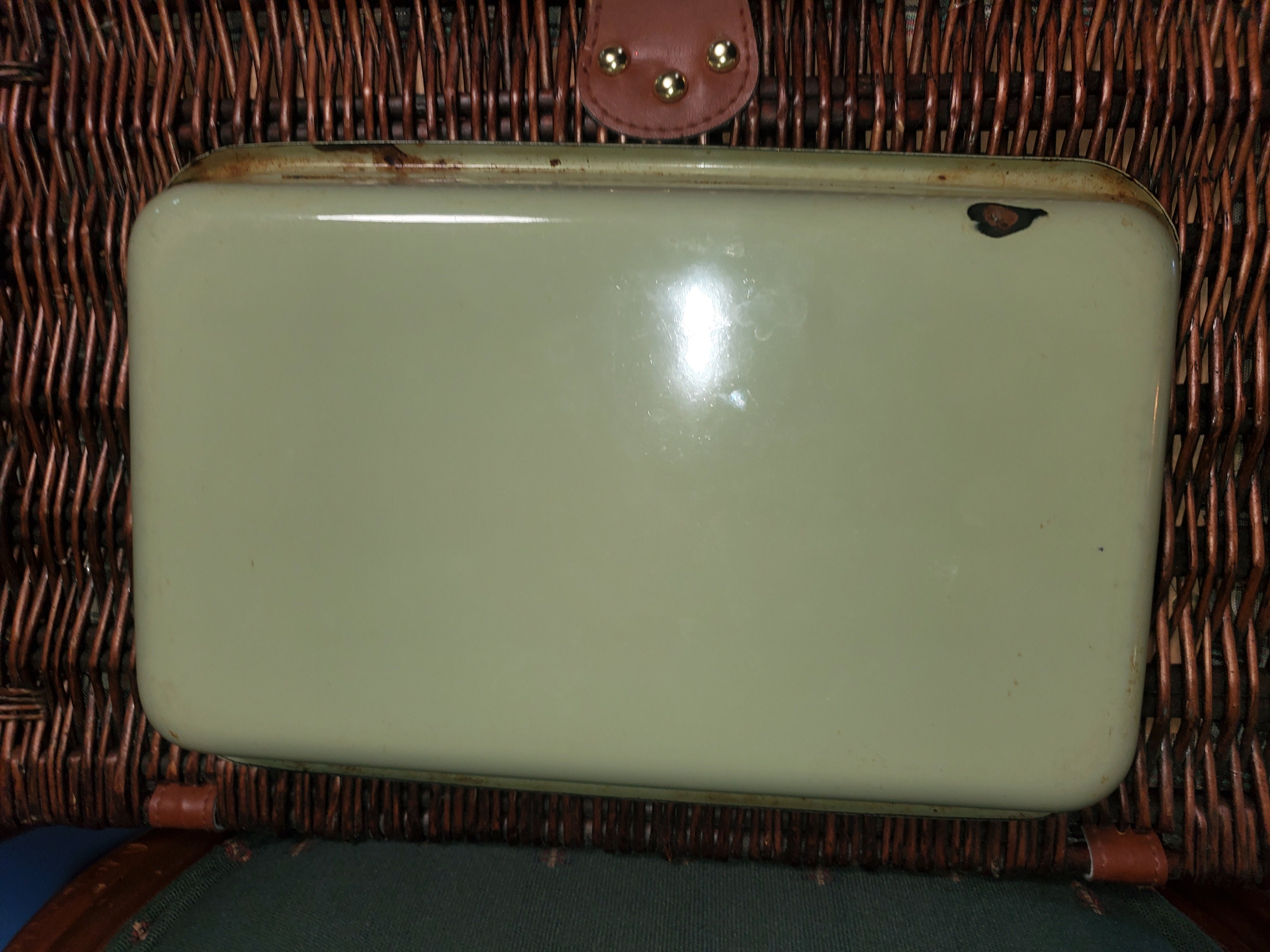 Vintage Enamel Refrigerator PAN Light Olive Green Etsy