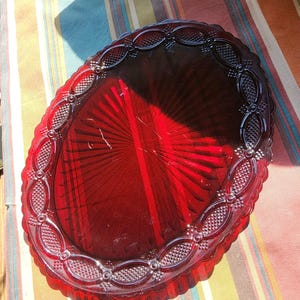 Avon vintage ruby red Cape Cod platter