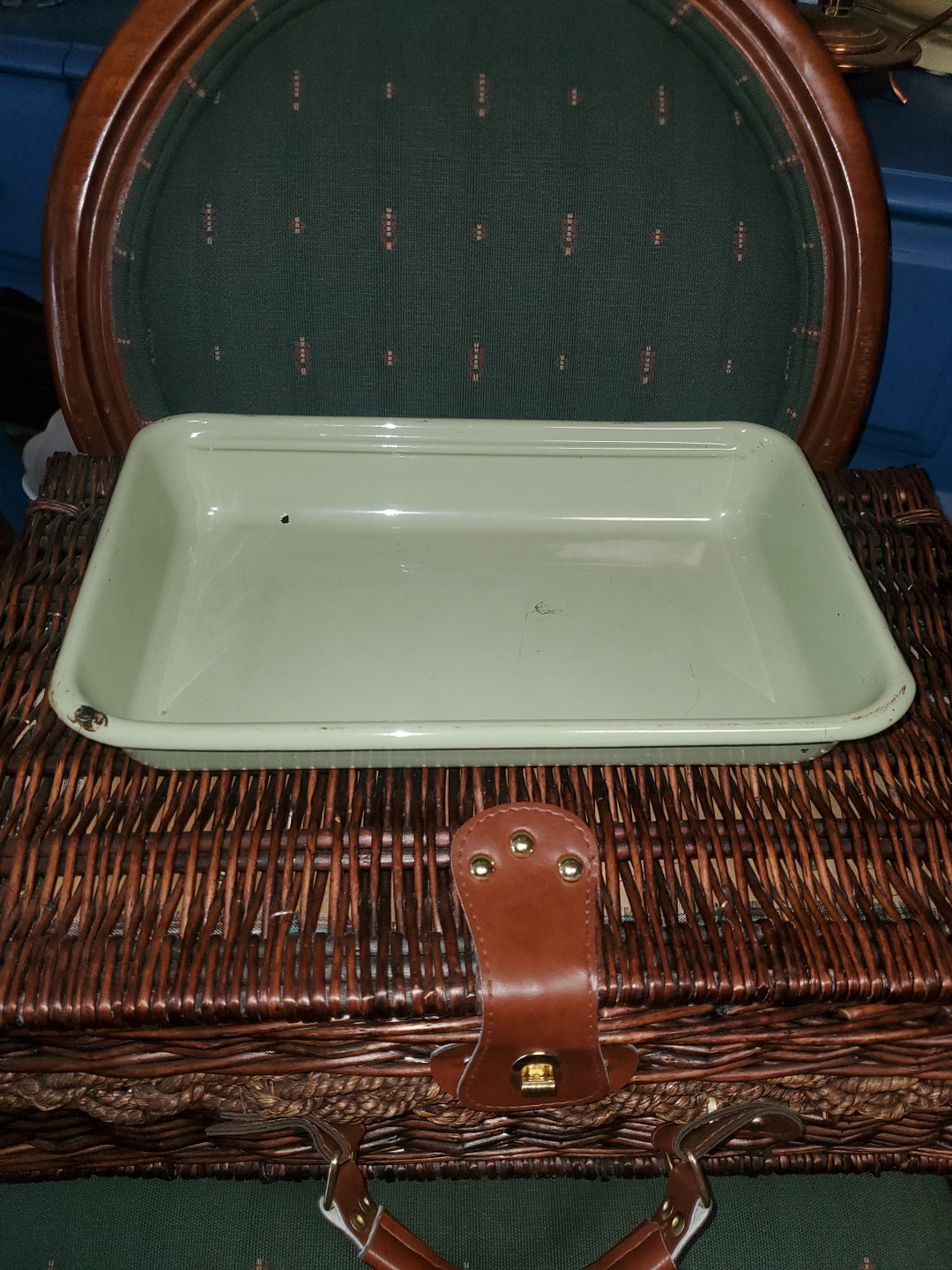 Vintage Enamel Refrigerator PAN Light Olive Green Etsy