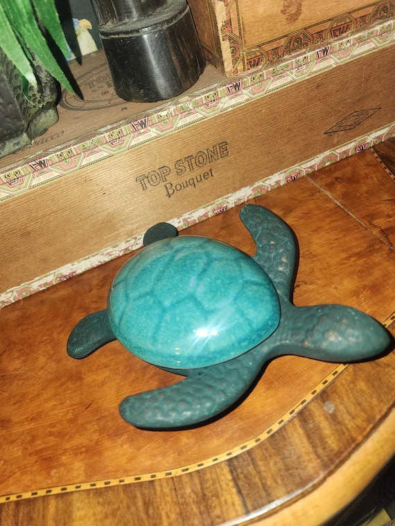 ceramic ring dish turtle with shell lid - image 3