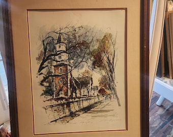 Bruton Parish Church Watercolor Print: Williamsburg, Virginia, Signed John Haymson, Framed (15x18)
