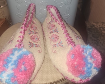kids Greek colorful girls pink/blue slippers size 13 UK