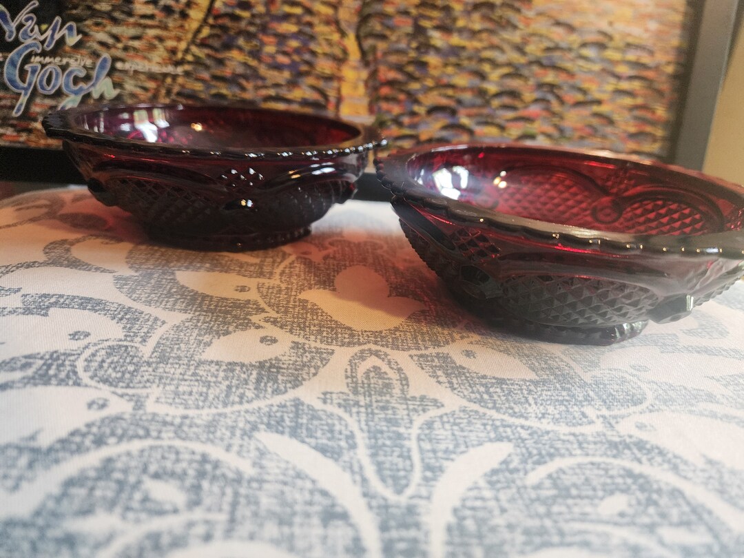 Vintage, Avon, Cape Cod Collection, Ruby Red Glass, Dish, Glass, Ruby ...