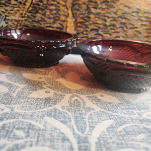 Vintage, Avon, Cape Cod Collection, Ruby Red Glass, Dish, Glass, Ruby Red Glass, 5 Inches, 1970's   set of 2 dessert bowls