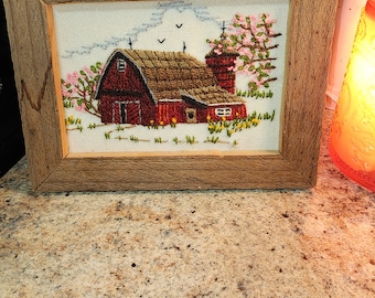 Vintage seventies needlepoint cruel woodframe