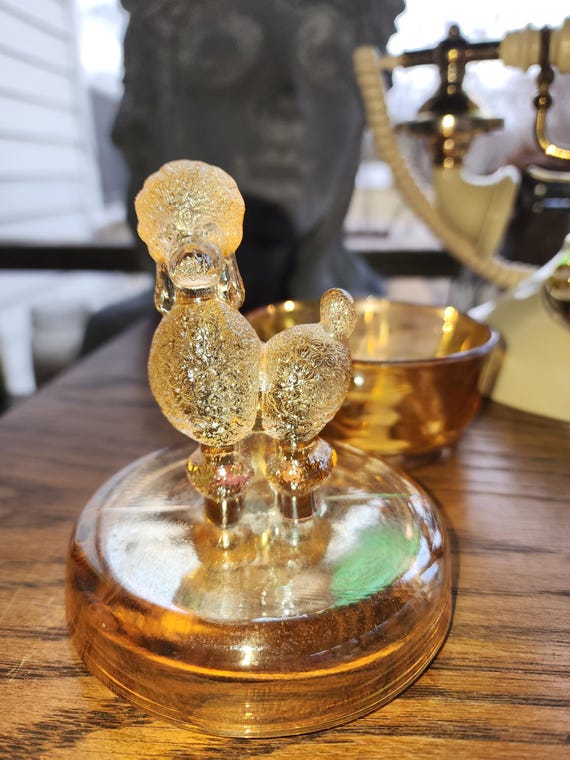 Vintage Jeanette Carnival Glass Poodle Trinket Dish Lidded - Etsy