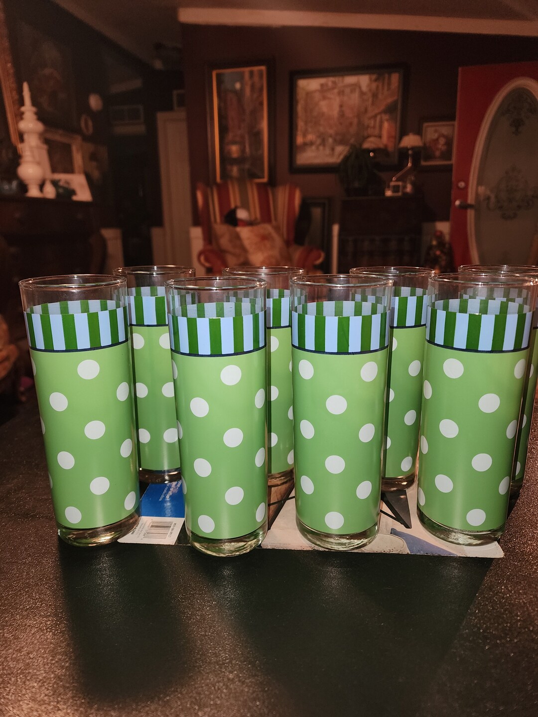 Vintage Tall Tumbler Glasses Set of Eight Gale Pittman Stripes Etsy