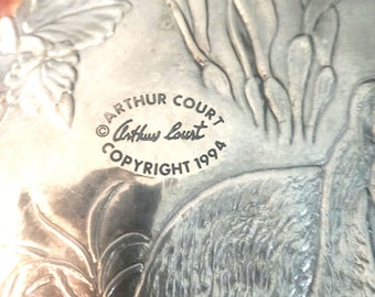 1994 12&quot; Arthur Court Aluminum Bunny Rabbit Serving Tray