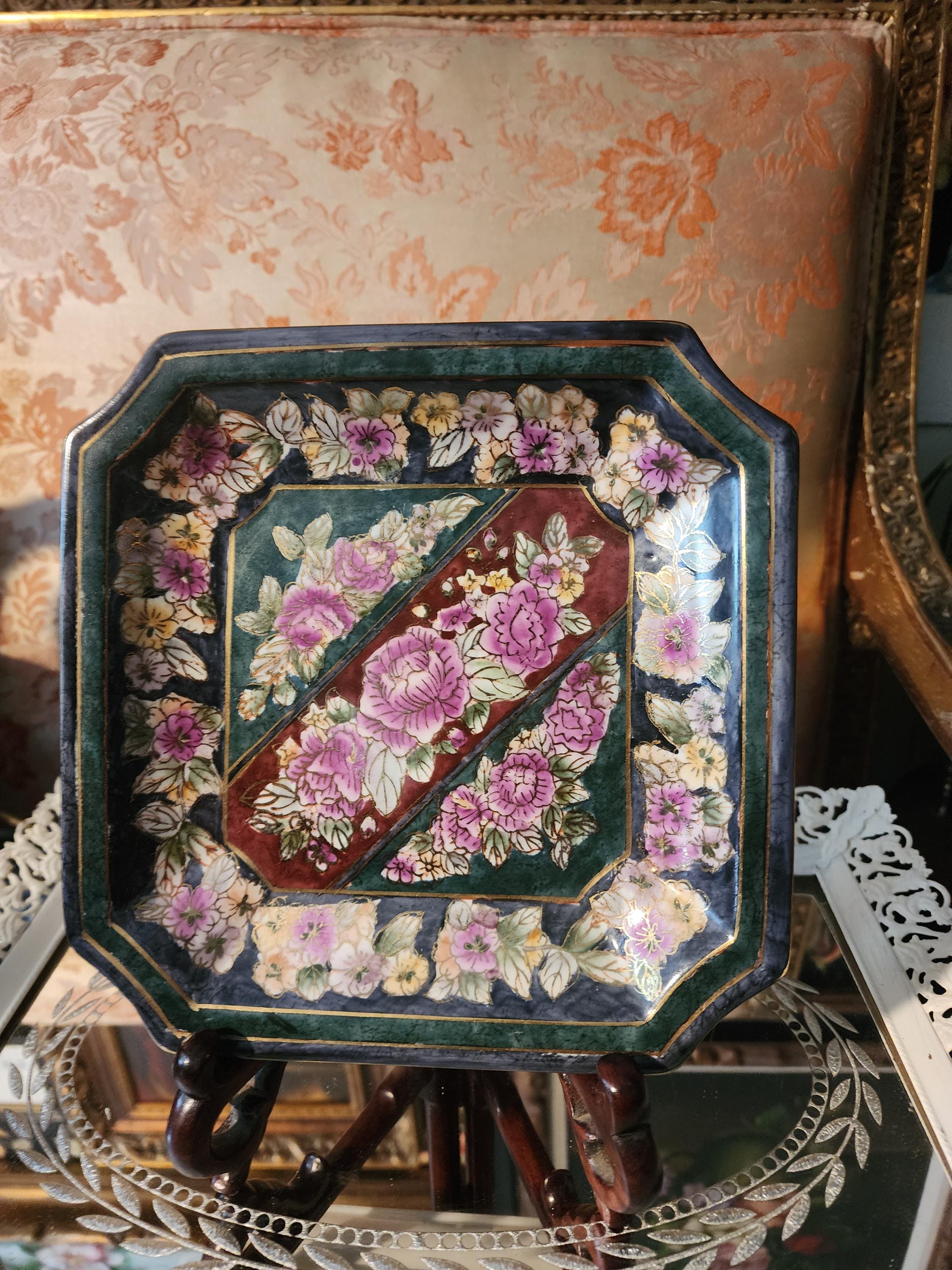 Vintage Floral Decorative Plate 8 1/2 