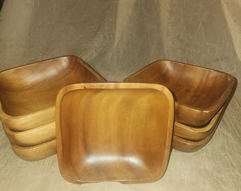VTG Carabao Acacia Wood Monkey Pod 7-Pc Salad Bowls