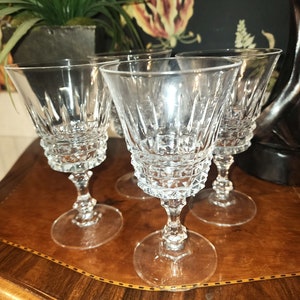 Set of 4 Vintage W.M. Dalton French Lead Crystal Wine Glasses Elegant 5 1/4 &quot; tall