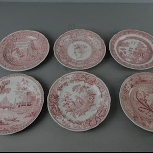 Juego de 6 platos llanos Spode Georgian Pink Archive