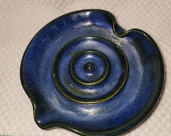 blue ceramic spoon handmade stoneware dish