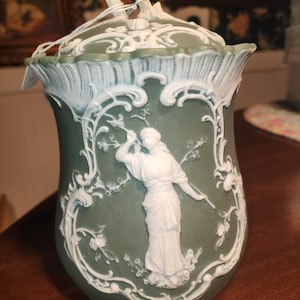 Frasco de tabaco antigo Schader e Vater verde e branco Tocacco