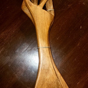Vintage Decorative Lion Hand Carved African Wooden Salad Spoon & Fork Cabin