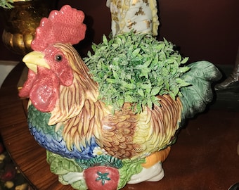 fitz and floyd con du village rooster soup tureen no lid