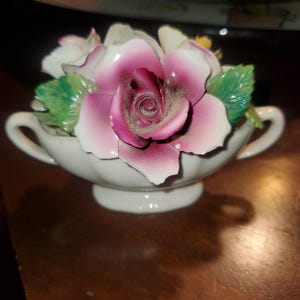 Vintage Chorley England Porcelain Bone China Staffordshire Flowers Roses In A Vase Figurine Mini