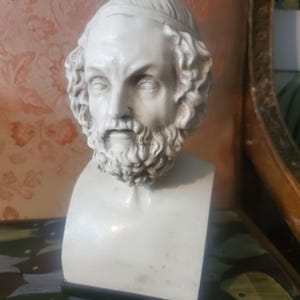 Homer Small Bust Marble 7 1/2&quot; Tall Greek Poet Figurine by