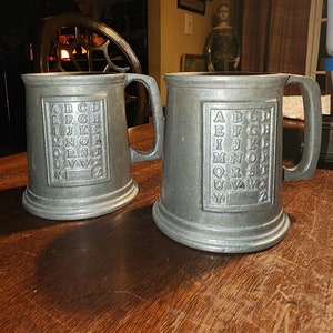 Wilton Armitel vintage ABC child cup pewter cup set of 2 mug coffee cup kitchen