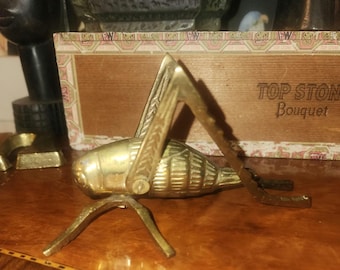 Brass cricket or grasshopper vintage brass animal
