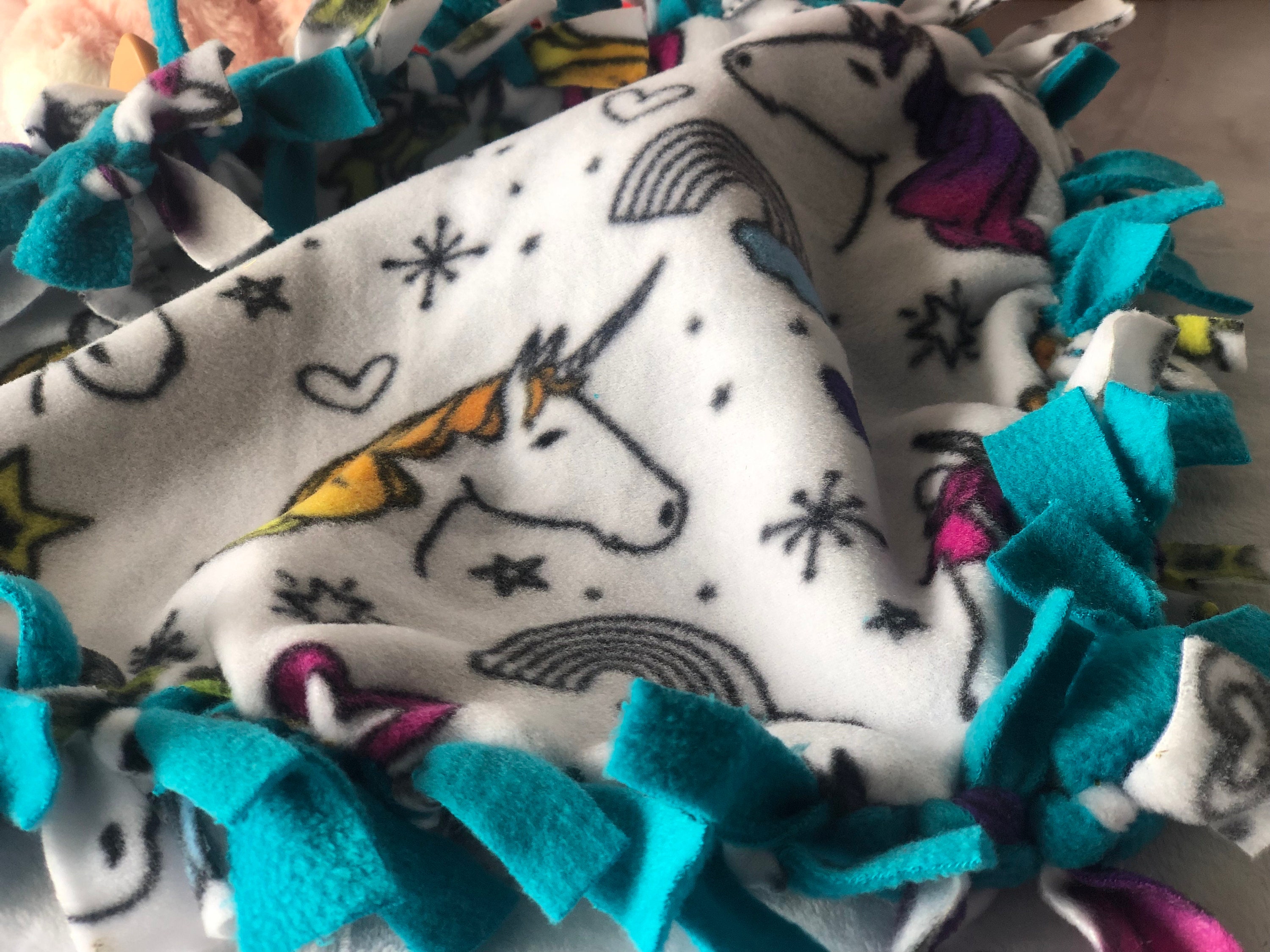 Unicorn Fleece Doll Blanket Tied Teddy Bear Stuffy Blanket Etsy