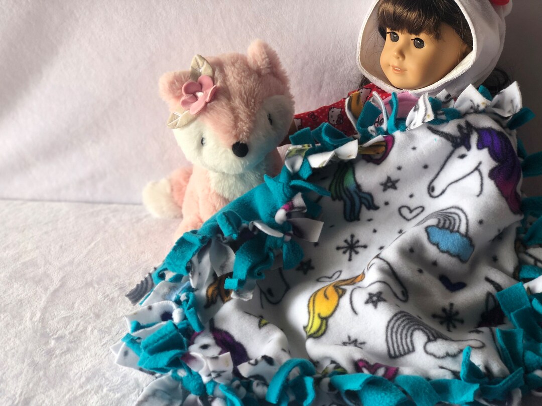 Unicorn Fleece Doll Blanket Tied Teddy Bear Stuffy Blanket Etsy