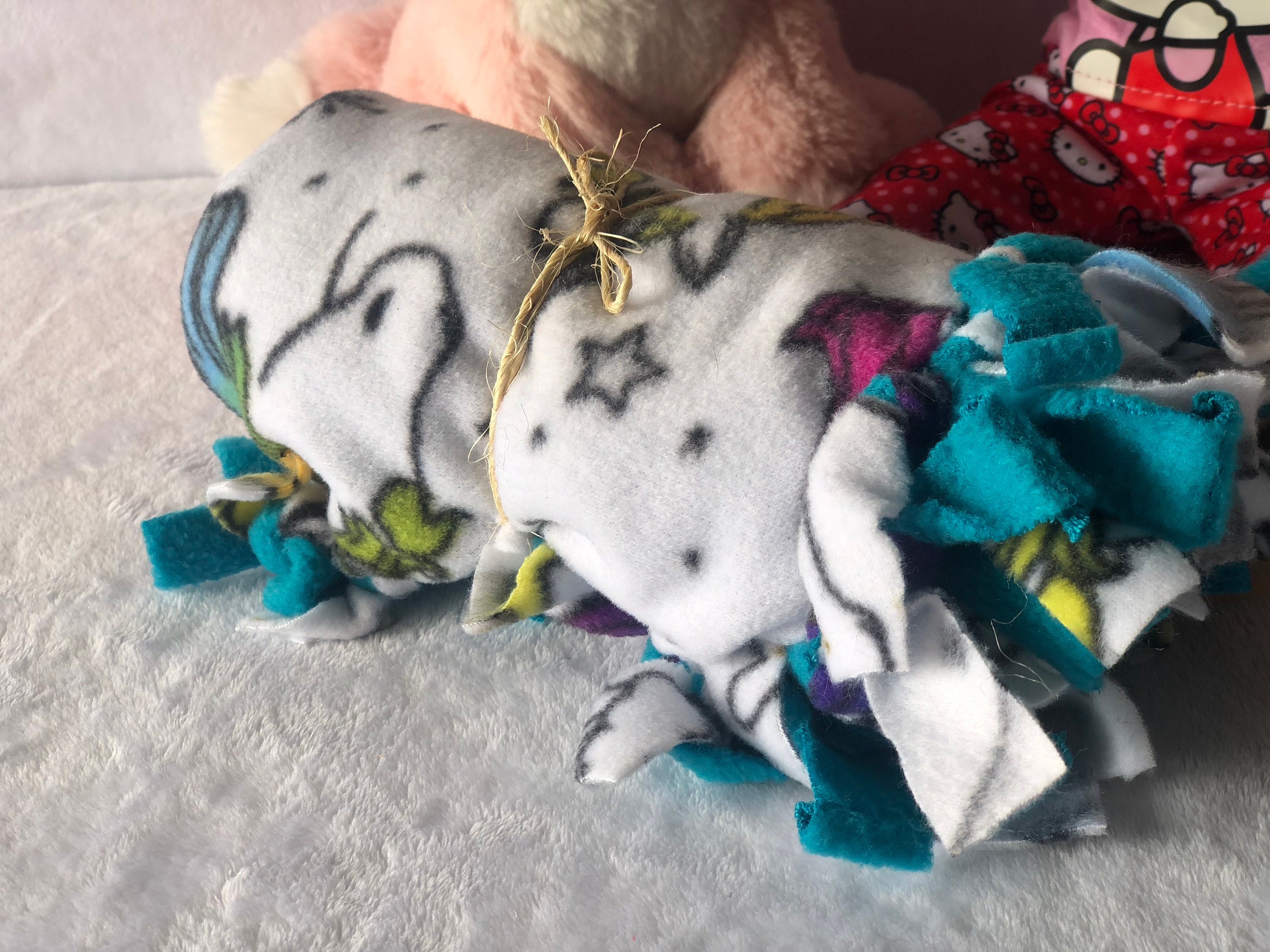 Unicorn Fleece Doll Blanket Tied Teddy Bear Stuffy Blanket Etsy