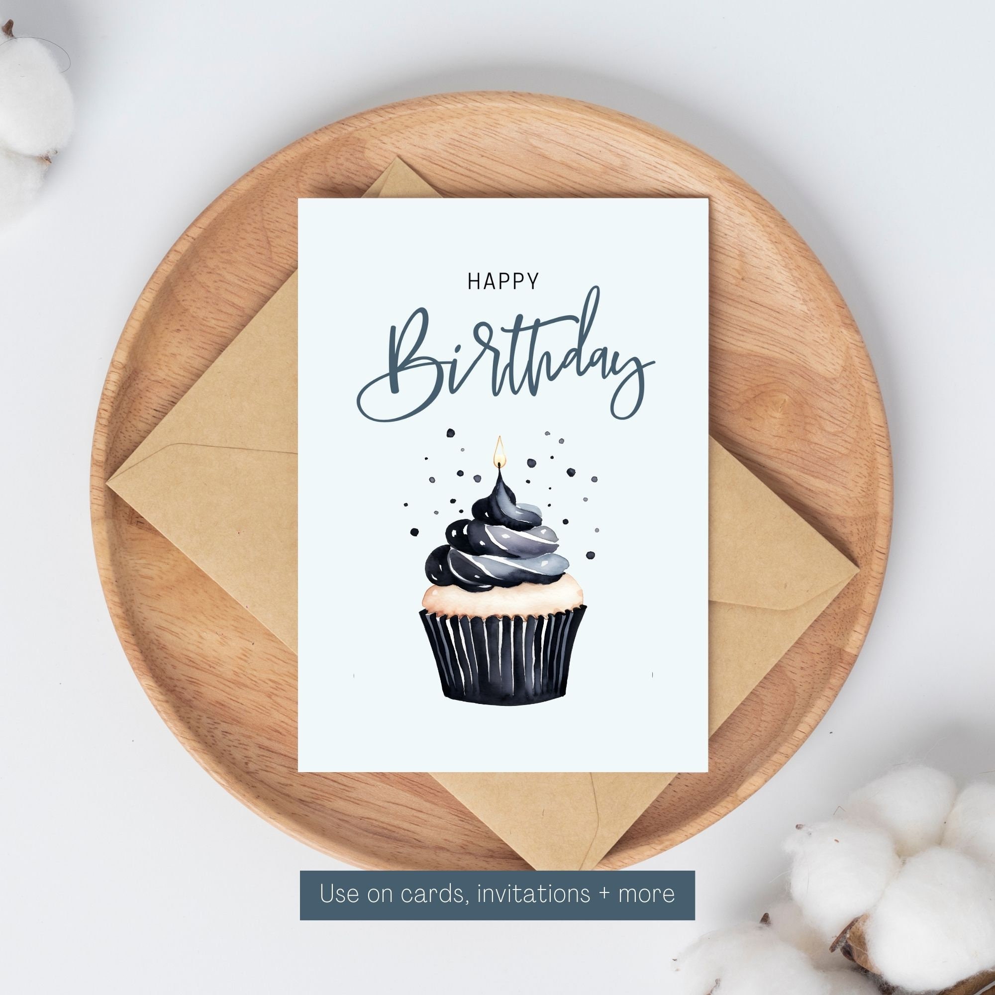 Watercolor Birthday Cupcakes Clipart Bundle of 8 Digital Download PNG ...