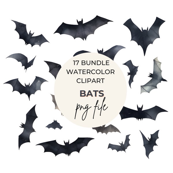 PNG Halloween PNG | Night Bat PNG | Watercolor Clipart | Commercial Use | Bats Clipart | Digital Download | Transparent Background